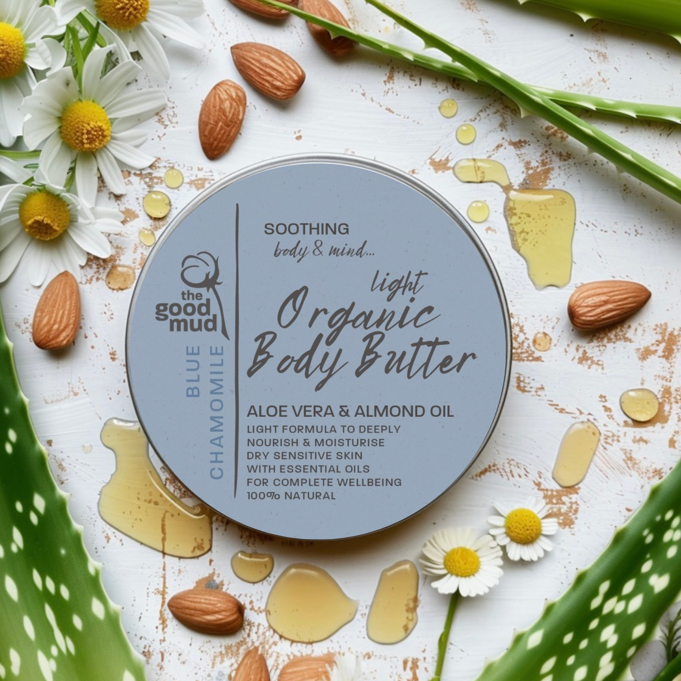 Chamomile Organic Light body butter with Almond oil & Aloe Vera 150ml