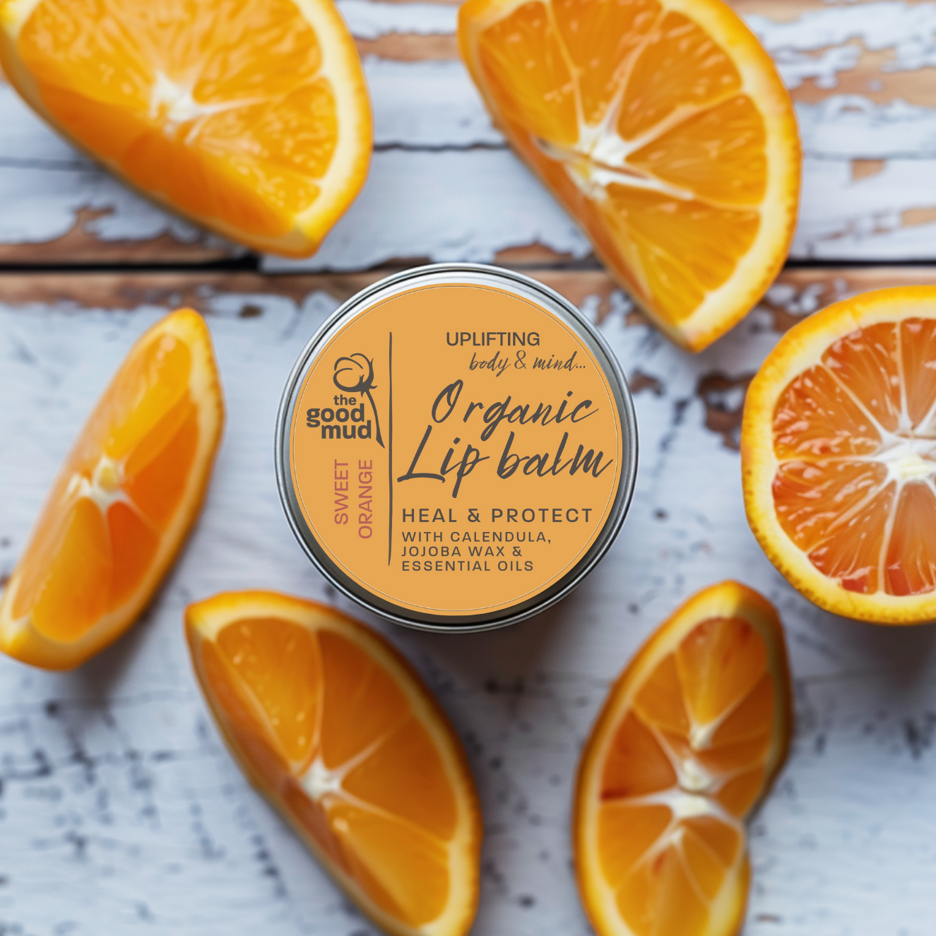 Organic Vegan Lip Balm & Wellbeing tool: Sweet Orange 15g